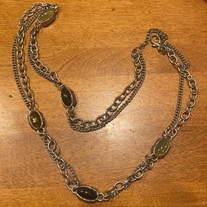 Sparkling Sage necklace, silver tone, 36”+3” extender